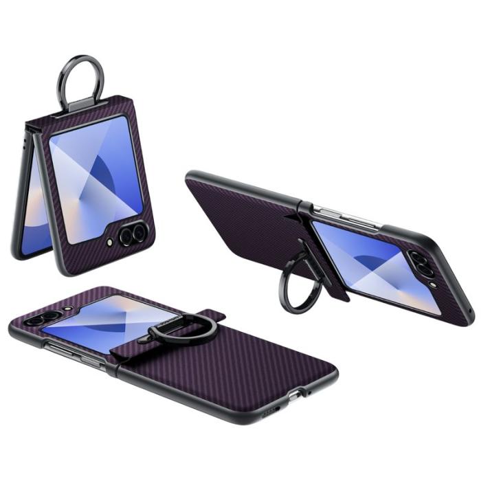 SULADA - SULADA Galaxy Z Flip6 Fodral Läder PC Svart - Lila