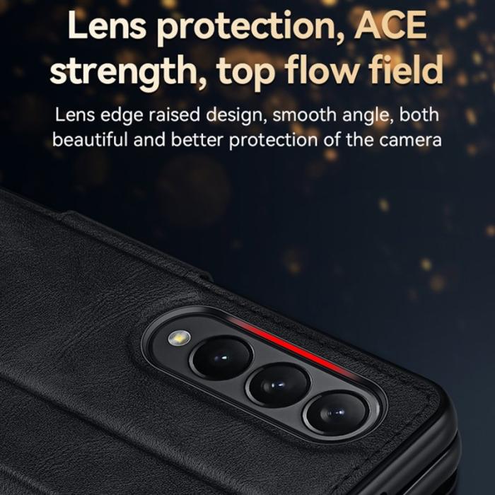 SULADA - SULADA Galaxy Z Fold3 5G Folio Skal PU Läder Svart