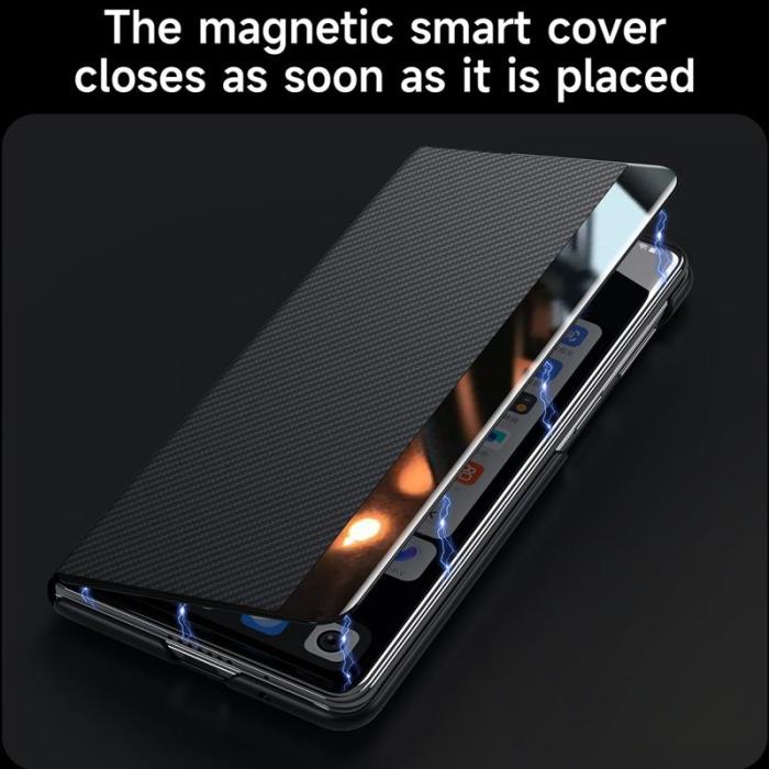 SULADA - SULADA Galaxy Z Fold4 5G Skal Läder Fodral Brun