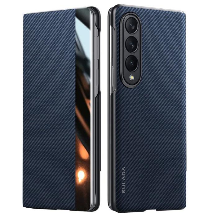 SULADA - SULADA Galaxy Z Fold4 5G Skal Läder Kortfodral Blå