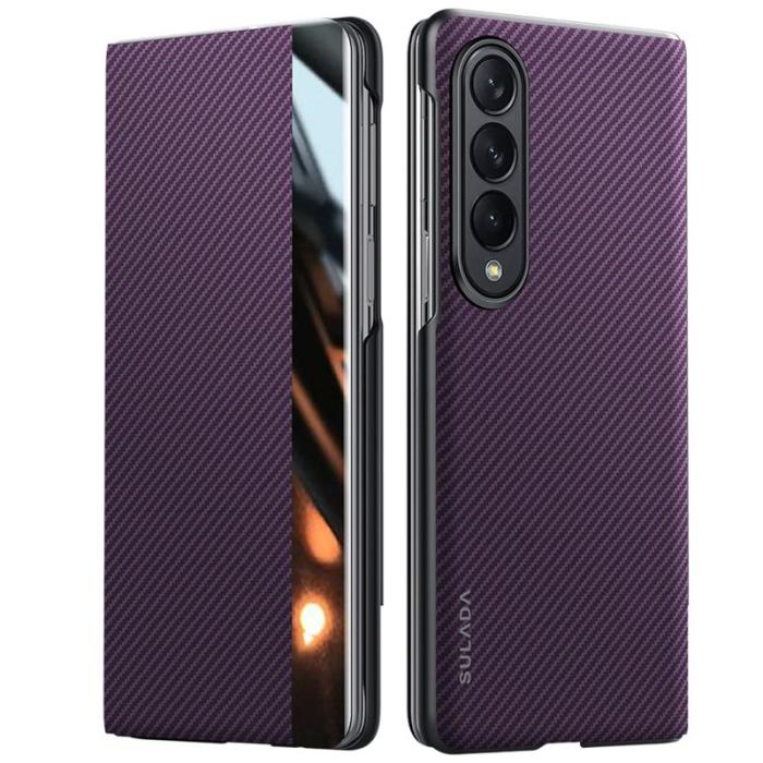 SULADA - SULADA Galaxy Z Fold4 5G Skal Läder Kortfodral Lila