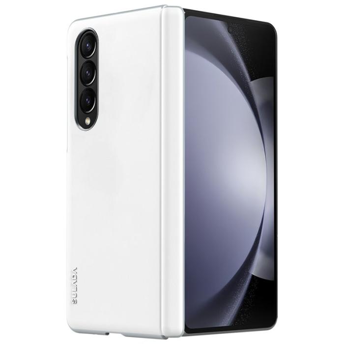 SULADA - SULADA Galaxy Z Fold4 5G Skal Läder+PC Hård Vit