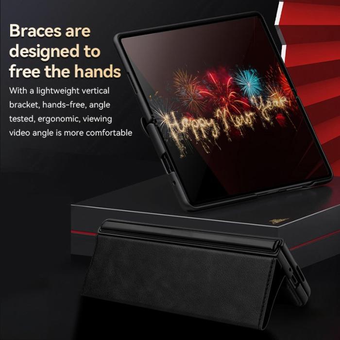 SULADA - SULADA Galaxy Z Fold5 5G PU Läder Skal Stöd - Brun