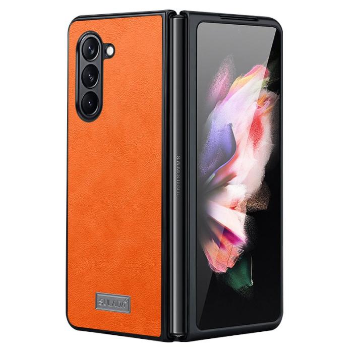 SULADA - SULADA Galaxy Z Fold5 5G Skal PU Läder Orange