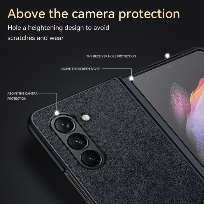 SULADA - SULADA Galaxy Z Fold5 5G Skal PU Läder TPU+PC Brun
