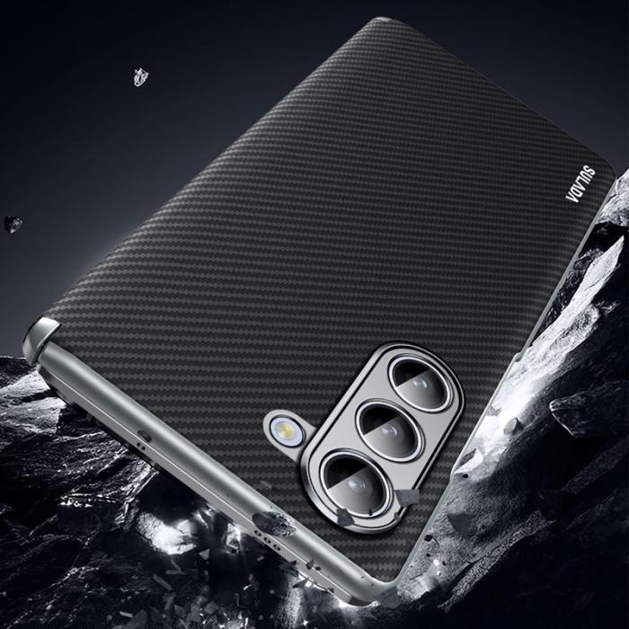 SULADA - SULADA Galaxy Z Fold6 5G Skal Carbon Fiber Läder Brun