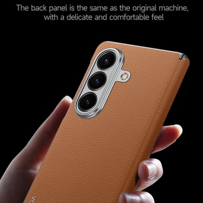 SULADA - SULADA Galaxy Z Fold7 5G Skal Äkta Läder Frameless Röd