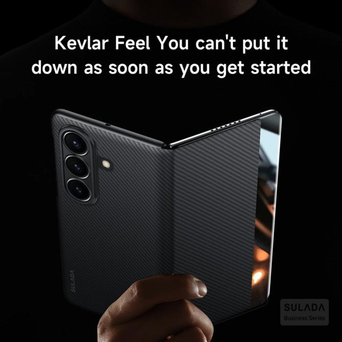 SULADA - SULADA Galaxy Z Fold7 5G Skal Läder Fodral Brun