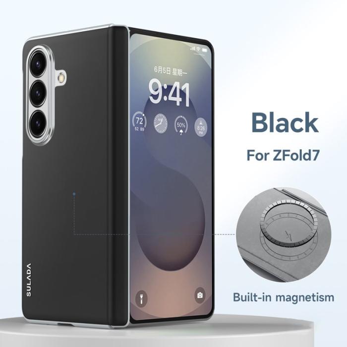 SULADA - SULADA Galaxy Z Fold7 5G Skal Läder MagSafe Svart