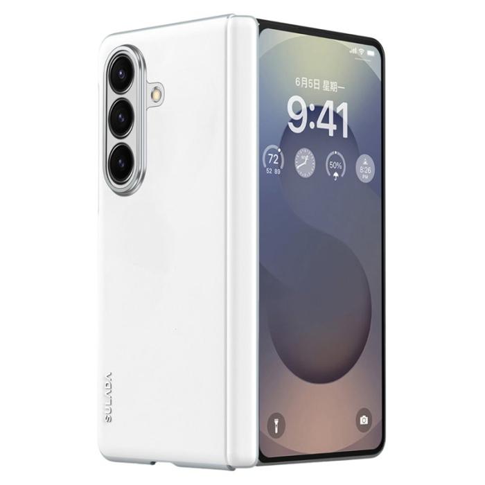 SULADA - SULADA Galaxy Z Fold7 5G Skal Läder MagSafe Vit