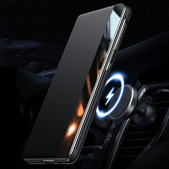 SULADA - SULADA Galaxy Z Fold7 5G Skal Läder Med Fönster - Blå