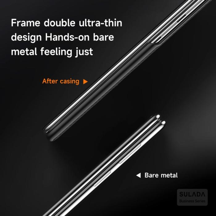 SULADA - SULADA Galaxy Z Fold7 5G Skal Läder Svart med Fönster