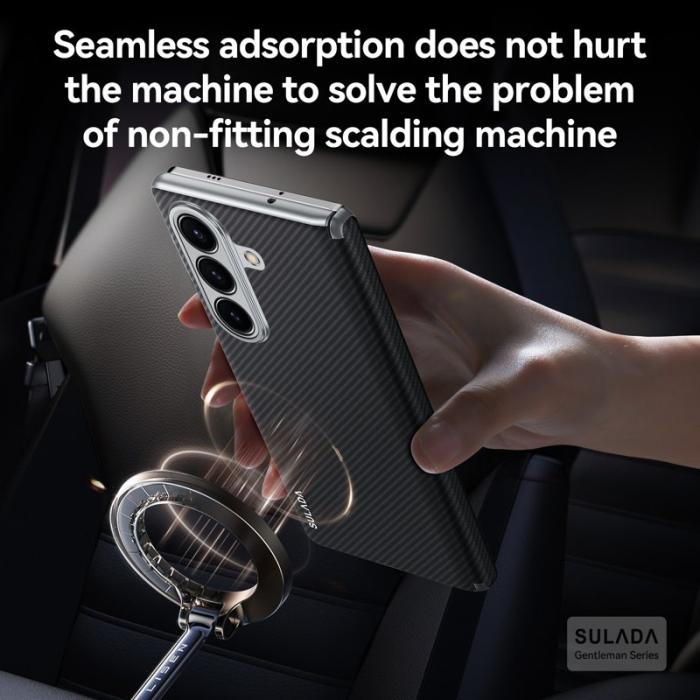 SULADA - SULADA Galaxy Z Fold7 5G Skal Läder+PC Kolfiber Svart