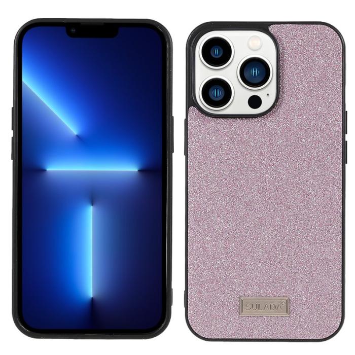 SULADA - SULADA Socialite iPhone 13 Pro Skal Glitter PU Läder Rosa