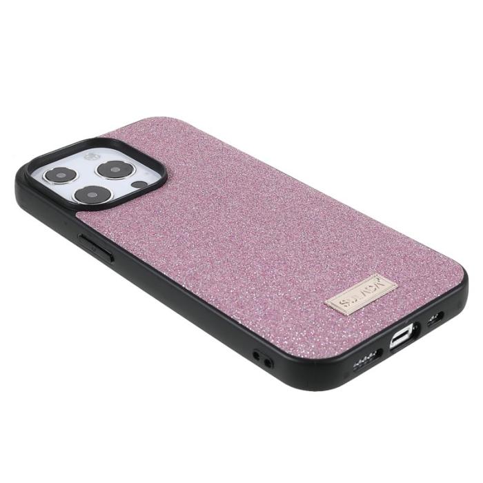 SULADA - SULADA Socialite iPhone 13 Pro Skal Glitter PU Läder Rosa