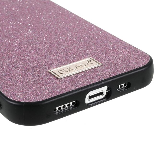 SULADA - SULADA Socialite iPhone 13 Pro Skal Glitter PU Läder Rosa