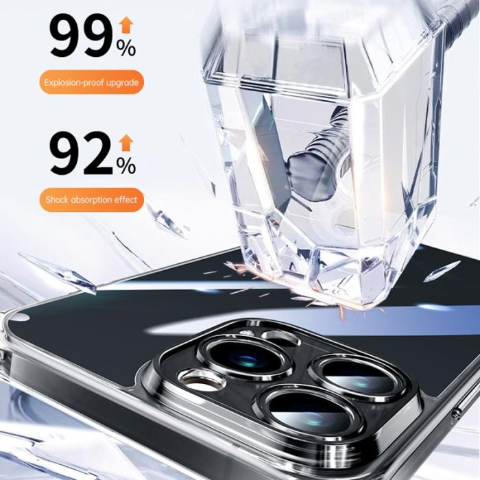 SULADA - SULADA TPU Ram + Härdat Glas Bakskal för iPhone 15 Pro - Transparent