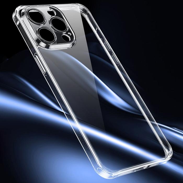 SULADA - SULADA TPU Skal + Härdat Glas Fodral för iPhone 15 Pro - Transparent Blå