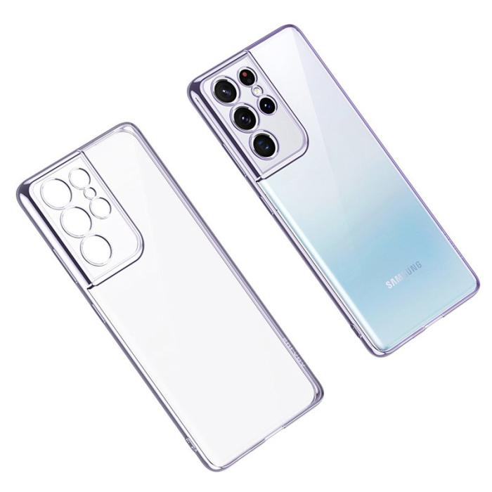 SULADA - SULADA Transparent Electroplating Skal för Galaxy S21 Ultra 5G - Lila