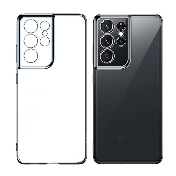 SULADA - SULADA Transparent Electroplating Skal för Galaxy S21 Ultra 5G - Lila