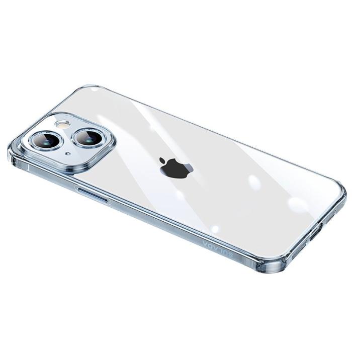 SULADA - SULADA Ultra Clear Fodral för iPhone 15 TPU + Härdat Glas - Transparent Blå