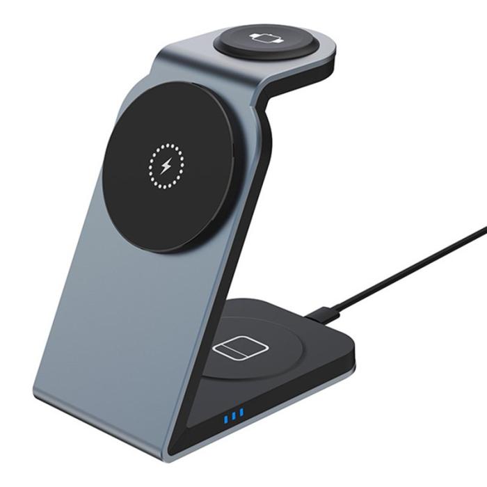 OEM - SW18 Magnetisk 3-i-1 Metall Trådlös Laddare för Telefon, Hörlurar, Klocka