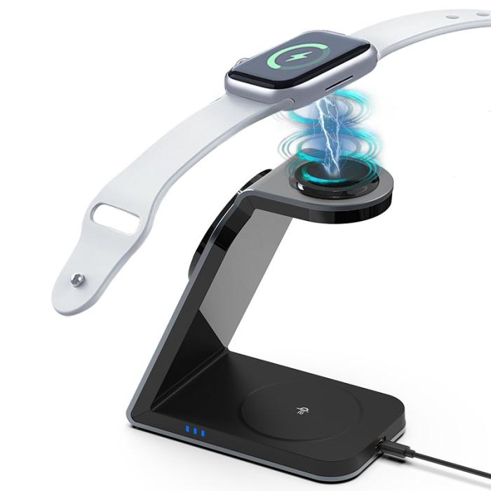 OEM - SW18 Magnetisk 3-i-1 Metall Trådlös Laddare för Telefon, Hörlurar, Klocka