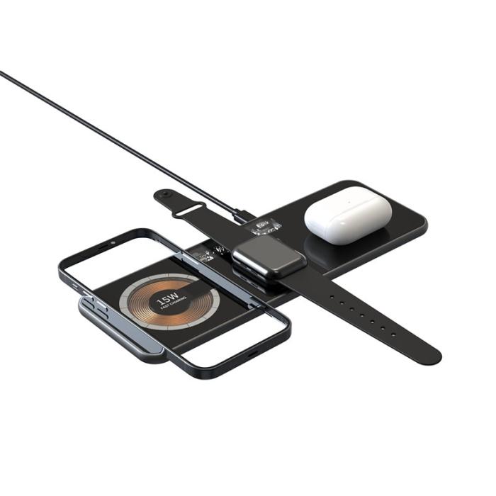 OEM - T06 3-i-1 Transparent Magnetisk Trådlösladdare 15W