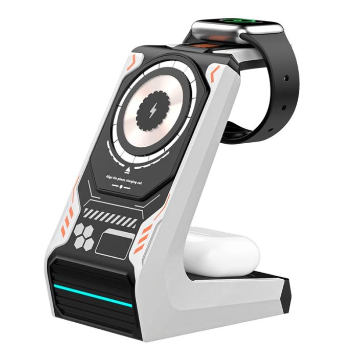 OEM - T21 3-i-1 Trådlös Laddstation Mecha för Mobiltelefon / Klocka / Hörlurar