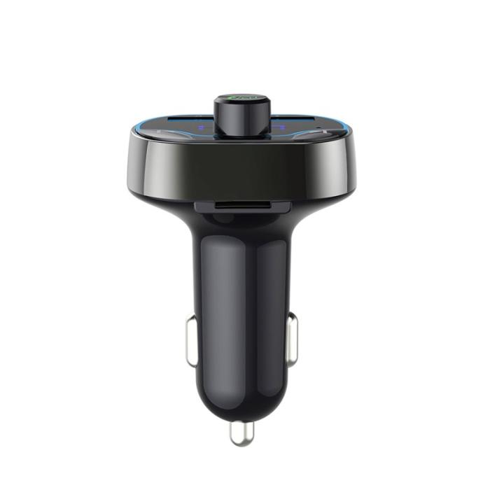OEM - T24 Bil FM-sändare med röstnavigering, Bluetooth, snabb laddare, svart