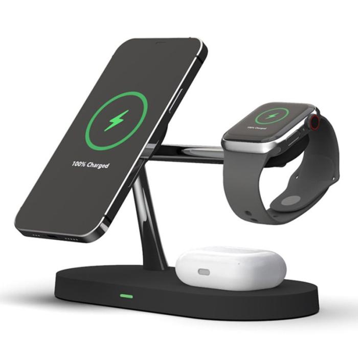 OEM - T268 5-i-1 Magnetisk Trådlös Laddare för iPhone, Apple Watch, AirPods - Svart