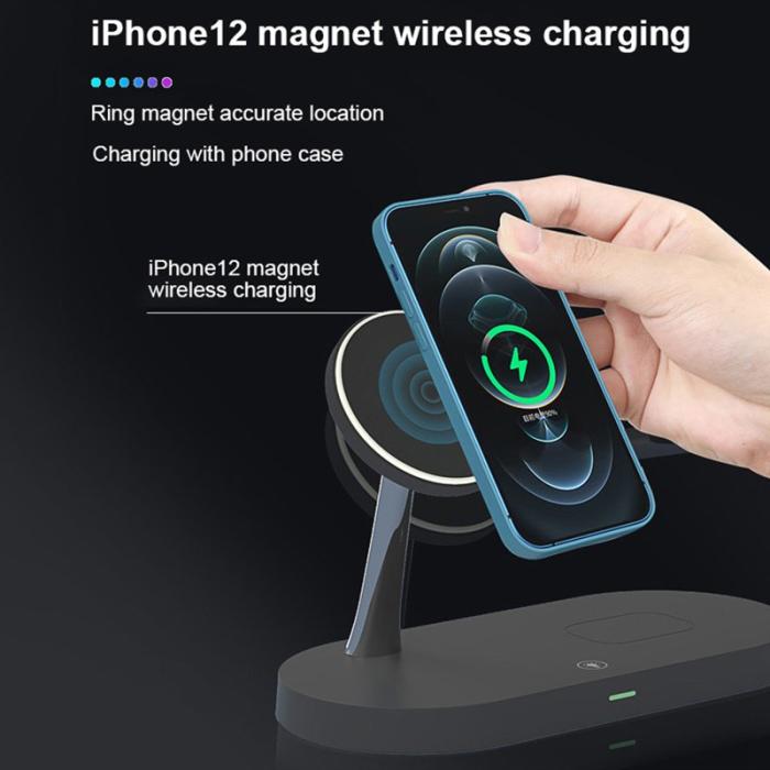 OEM - T268 5-i-1 Magnetisk Trådlös Laddare för iPhone, Apple Watch, AirPods - Svart