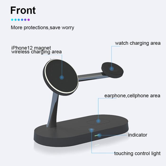 OEM - T268 5-i-1 Magnetisk Trådlös Laddare för iPhone, Apple Watch, AirPods - Svart