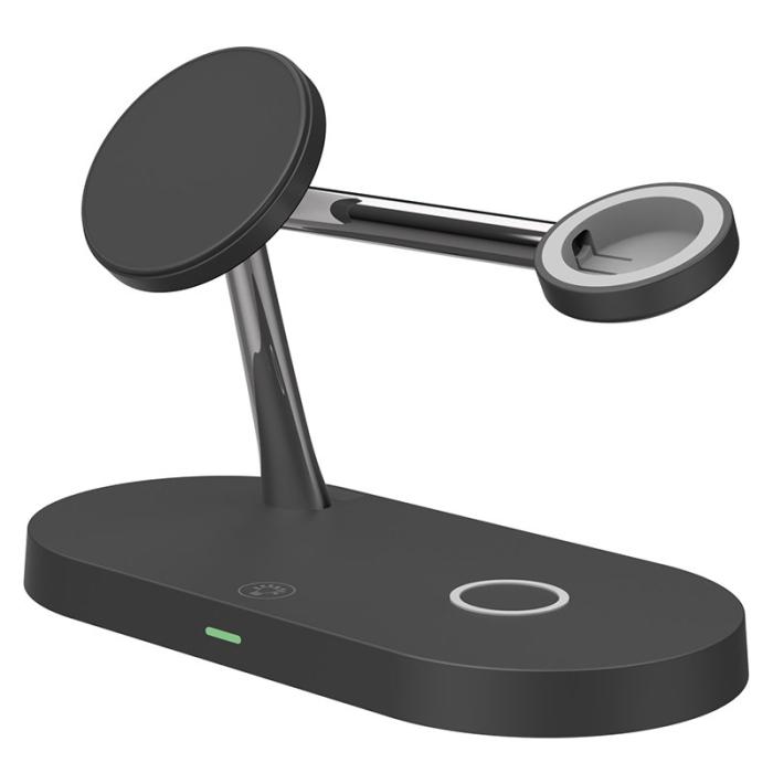 OEM - T268C 15W Magnetisk Trådlös Laddare med LED Nattlampa - Svart