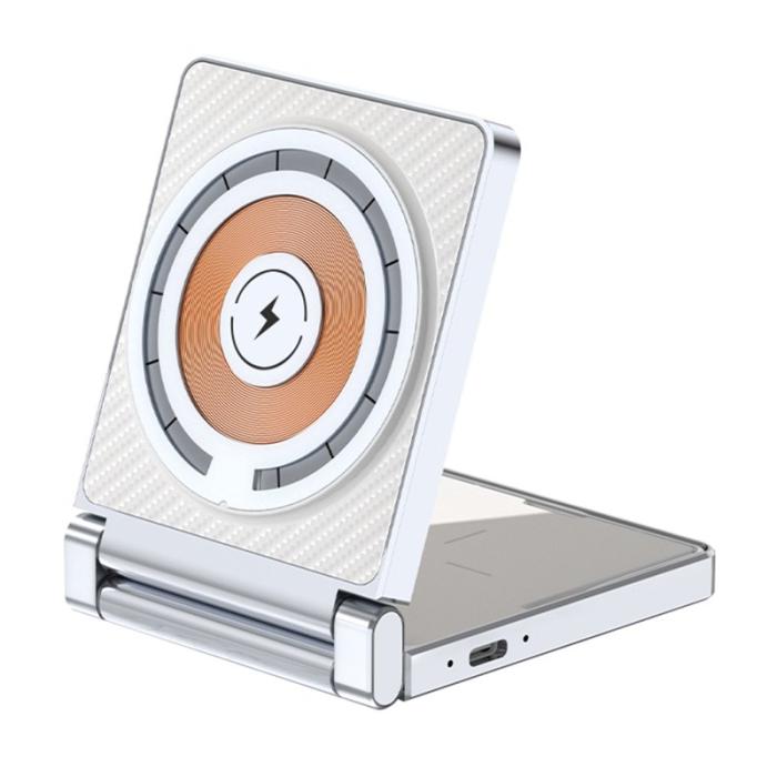 OEM - T35 15W Fällbar Magnetisk Trådlös Laddare 2-i-1 - Vit