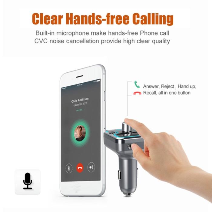 OEM - T45Q Bluetooth 5.0 FM-sändare bilkit med QC3.0 snabbladdare, svart
