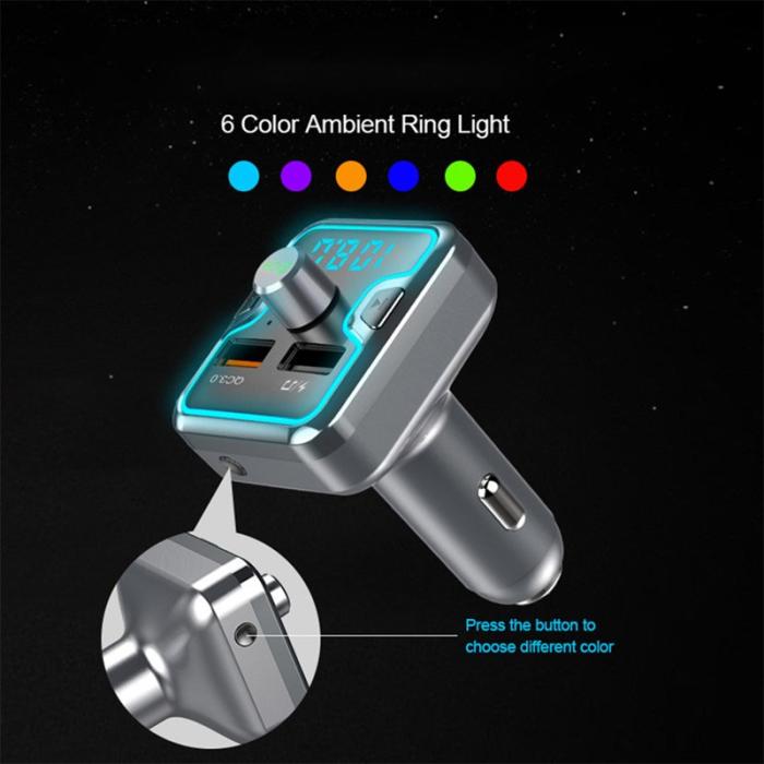 OEM - T45Q Bluetooth 5.0 FM-sändare bilkit med QC3.0 snabbladdare, svart