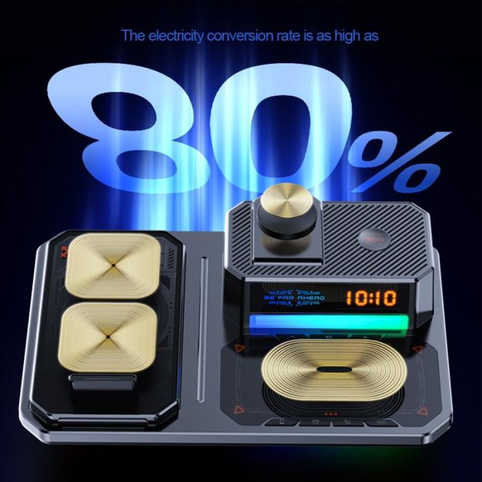 OEM - T50 5-i-1 Magnetisk Trådlös Laddare för Telefon, Klocka, Hörlurar - Svart