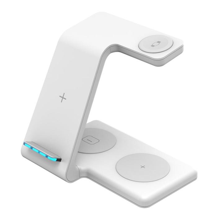 OEM - T5 4-i-1 Trådlös Laddare Borddocka för Telefon / Hörlurar / Smartklocka - Vit