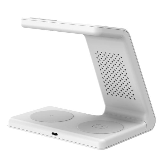 OEM - T5 4-i-1 Trådlös Laddare Borddocka för Telefon / Hörlurar / Smartklocka - Vit