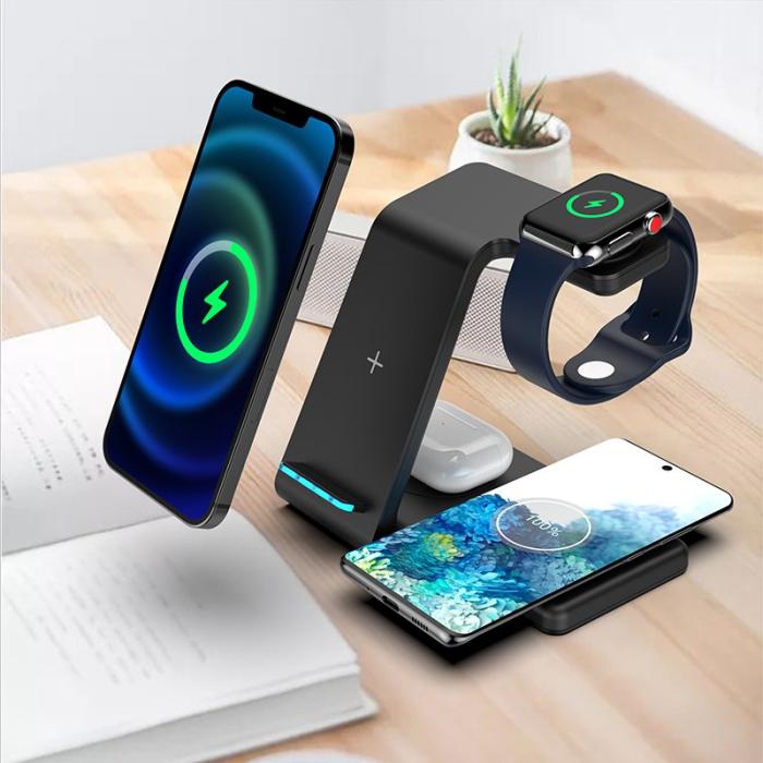 OEM - T5 4-i-1 Trådlös Laddare Bordsladdare för Telefon, Hörlurar, Smartklocka