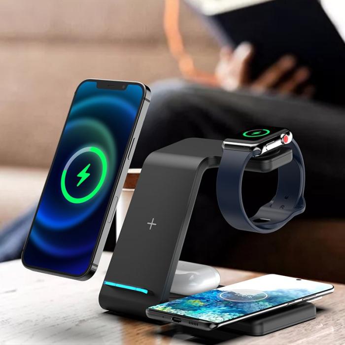 OEM - T5 4-i-1 Trådlös Laddare Bordsladdare för Telefon, Hörlurar, Smartklocka