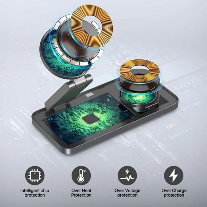OEM - T8 3-i-1 Trådlös Laddningsstation för iPhone 15-12 / Apple Watch / Airpods