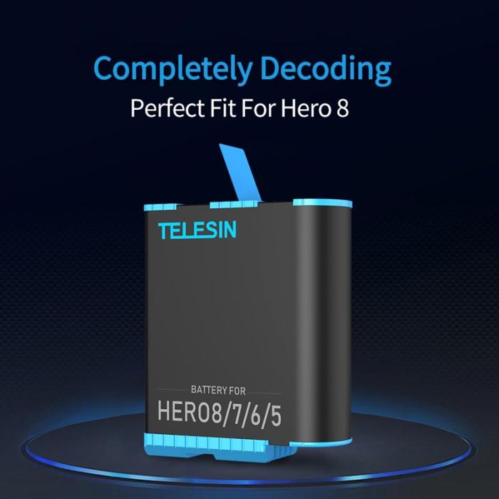 TELESIN - Telesin GP-BTR-801 1220mAh Batteri till GoPro Hero 5/6/7/8