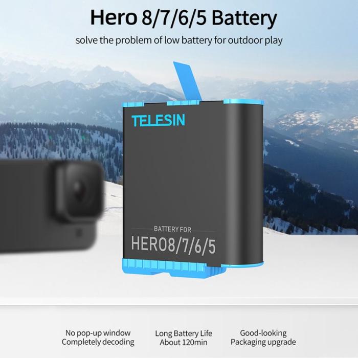 TELESIN - Telesin GP-BTR-801 1220mAh Batteri till GoPro Hero 5/6/7/8