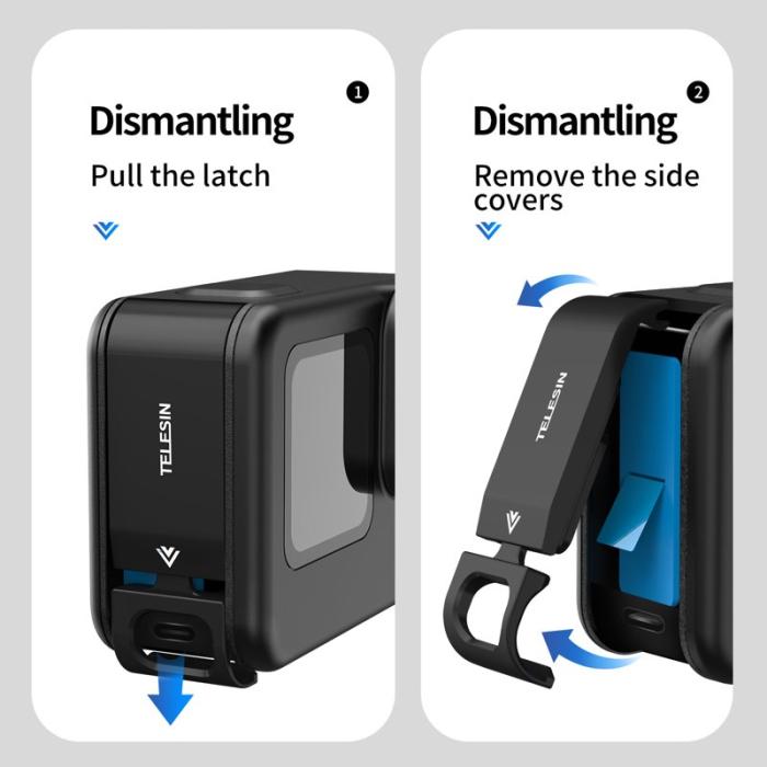 TELESIN - TELESIN GP-CLC-902 Metallram Batterifodral GoPro Hero 9 Svart