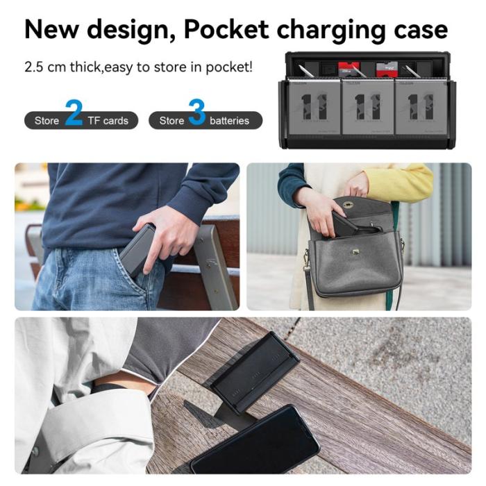 TELESIN - TELESIN GP-HPK-011 för GoPro Hero 9/10/11 Batteriladdare Svart