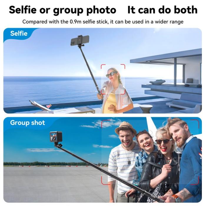 TELESIN - TELESIN GP-MNP-002 1.2m Selfie Stick i Kolfiber Svart
