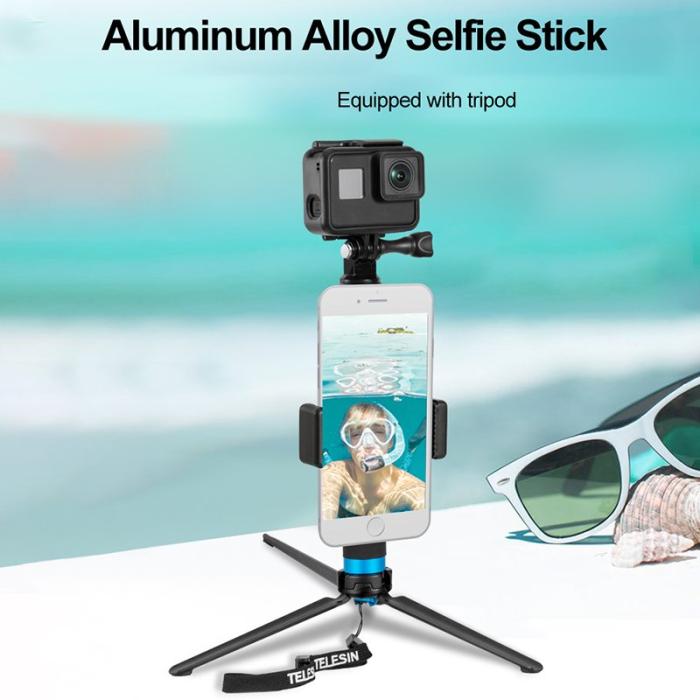 TELESIN - TELESIN GP-MNP-090-S Selfie Stick Tripod för GoPro Hero 8 Aluminium Silver