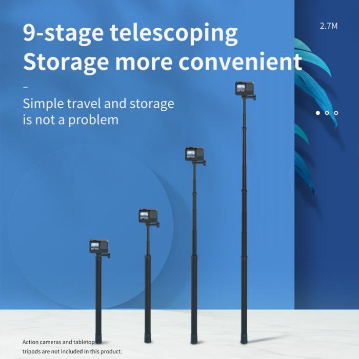 TELESIN - TELESIN GP-MNP-270-2 2.7m Justerbar Monopod Kolfiber Svart